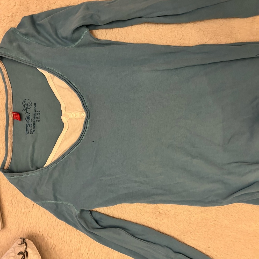 Blue Long Sleeve Henley Top